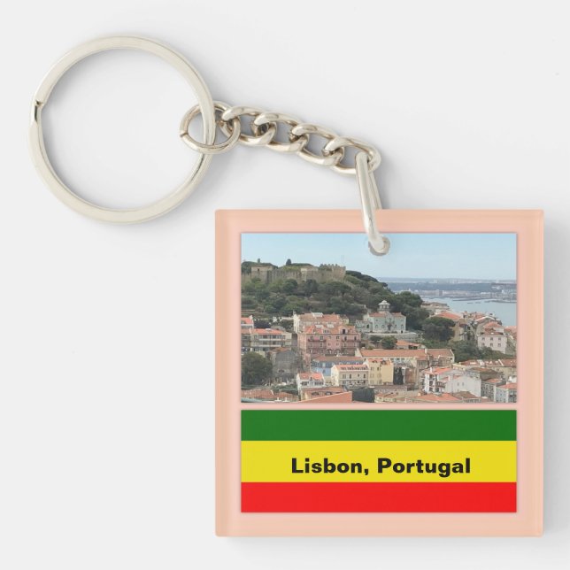 Lisbon, Portugal Skyline  Key Ring (Front)
