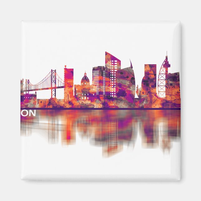 Lisbon Portugal Skyline Magnet (Front)