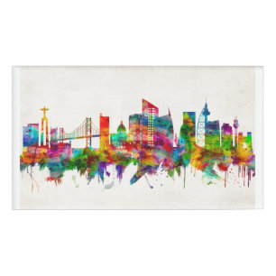 Lisbon Portugal Skyline Name Tag
