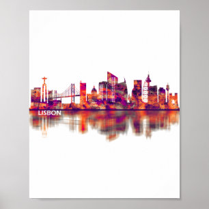 Lisbon Portugal Skyline Poster