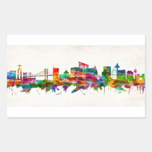 Lisbon Portugal Skyline Rectangular Sticker