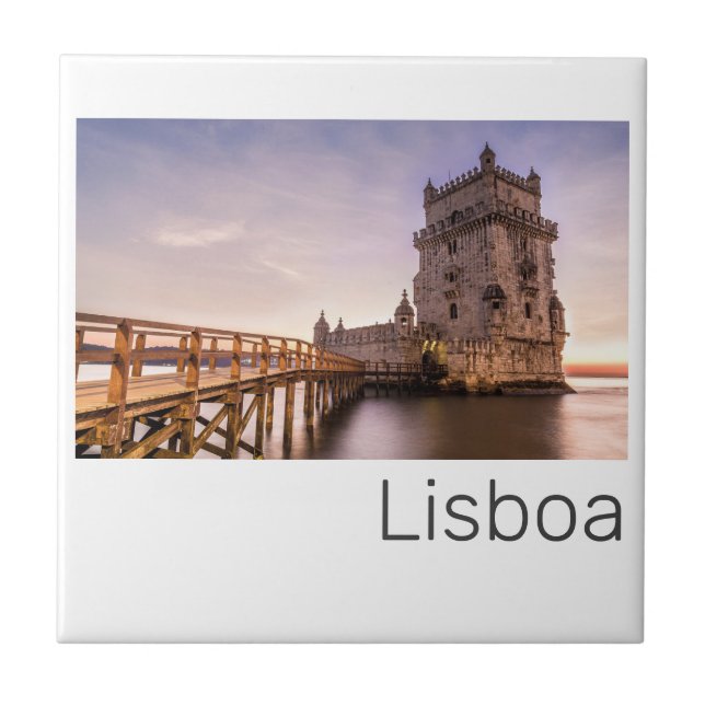 Lisbon Portugal Torre de Belém Sunset Holiday Tile (Front)