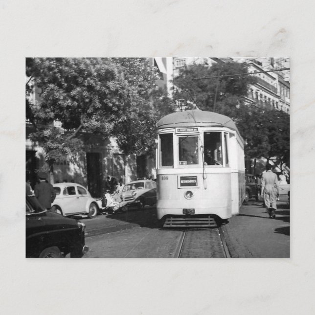 Lisbon Portugal Tram 1961 Postcard (Front)