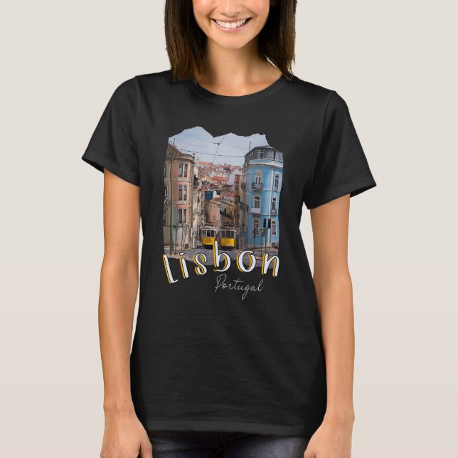 Lisbon Portugal Tram Portuguese Souvenirs Lisboa L T-Shirt (Front)