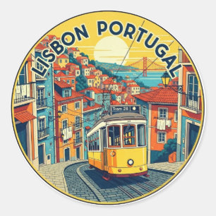 Lisbon Portugal Travel Alfama Classic Round Sticker