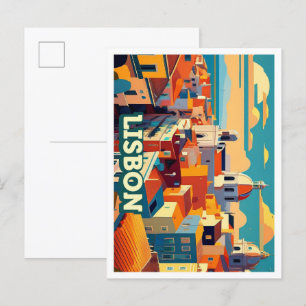 Lisbon Portugal Travel artistic colourful Postcard