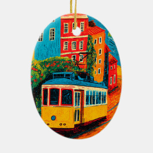 Lisbon Portugal Travel Ceramic Tree Decoration