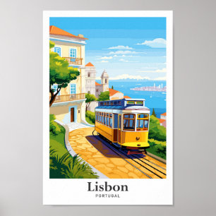 Lisbon Portugal Travel Potrait Illustration Poster