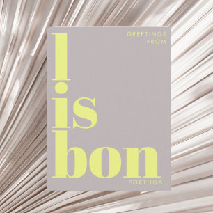 Lisbon Portugal typography Postcard