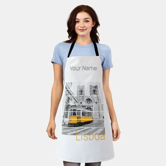 Lisbon Portugal Vintage Holiday Tram Souvenir Apron (Worn)