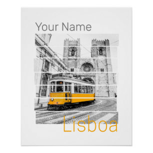 Lisbon Portugal Vintage Holiday Tram Souvenir Poster