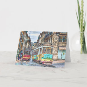 Lisbon Portugal Vintage Travel Holiday Card