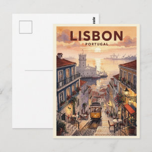 Lisbon Portugal Vintage Travel Postcard