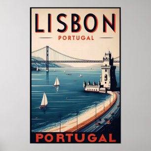 Lisbon Portugal Vintage Travel Poster