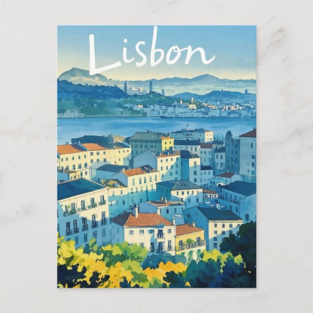 Lisbon Portugal watercolor Postcard (Front)