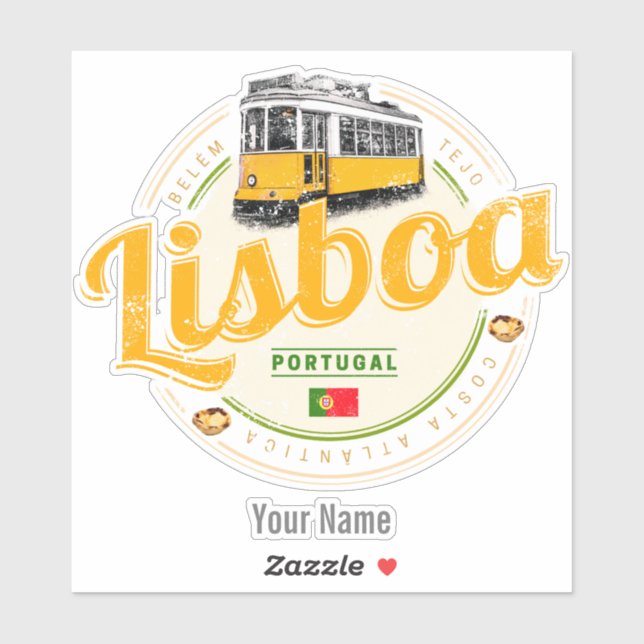 Lisbon Portugal with Retro Tram Vintage Souvenir (Sheet)
