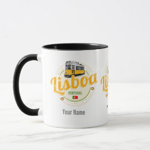 Lisbon Portugal with Retro Tram Vintage Souvenir Mug