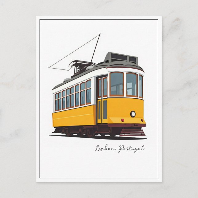 Lisbon Portugal Yellow Tram Postcard (Front)