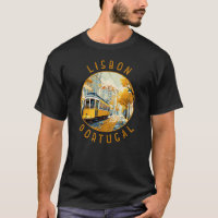 Lisbon Portugal Yellow Tram Retro Distressed