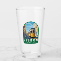 Lisbon Portugal Yellow Tram Travel Art Vintage