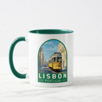 Lisbon Portugal Yellow Tram Travel Art Vintage