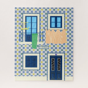 Lisbon Portuguese house with tiles and bird Jigsaw Puzzle