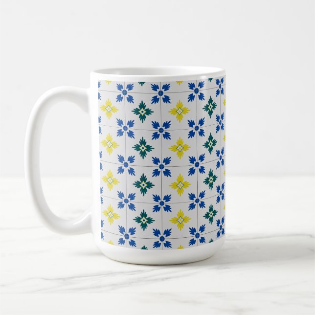 Lisbon pretty tiles or azulejo pattern coffee mug (Left)