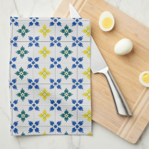 Lisbon pretty tiles or azulejo pattern tea towel
