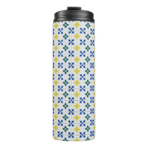 Lisbon pretty tiles or azulejo pattern thermal tumbler