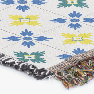 Lisbon pretty tiles or azulejo pattern throw blanket