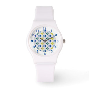 Lisbon pretty tiles or azulejo pattern watch