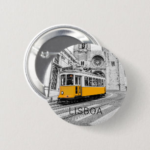 Lisbon Retro Tram Portugal Vintage Streetcar 6 Cm Round Badge
