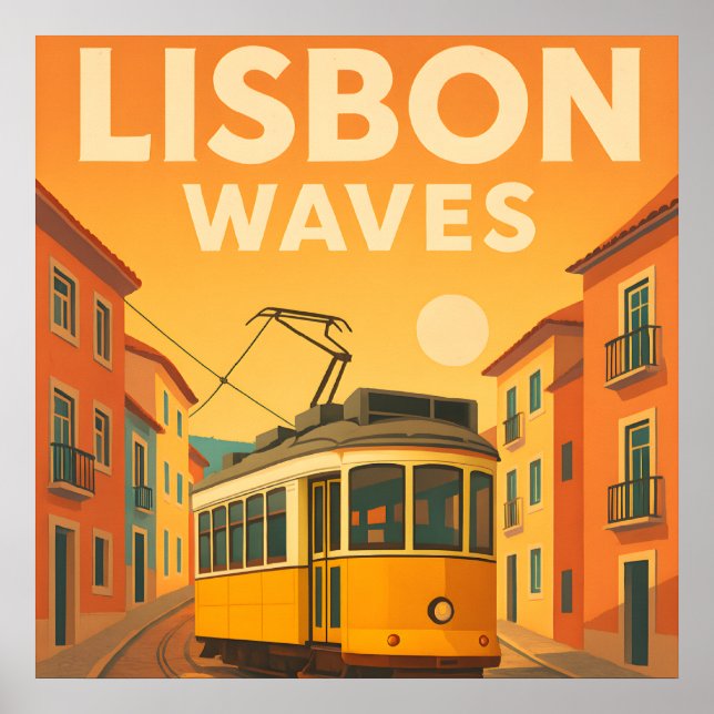 Lisbon Retro Travel : Mid-Century Art Poster (Front)