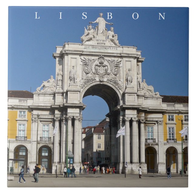 Lisbon Rua Augusta Arch view ceramic tile (Front)