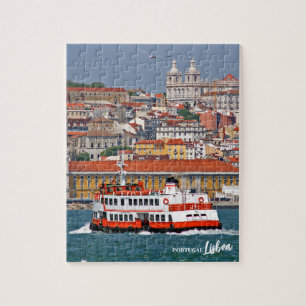 Lisbon skyline with old ferry on Tagus river Jigsaw Puzzle