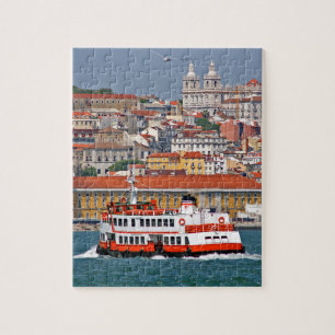 Lisbon skyline with old ferry on Tagus river Jigsaw Puzzle