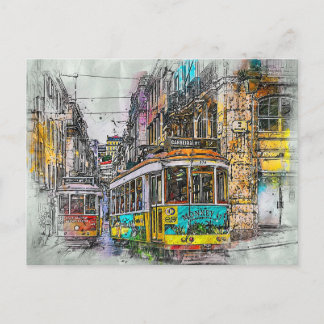 Lisbon Street Tram, Portugal Postcard