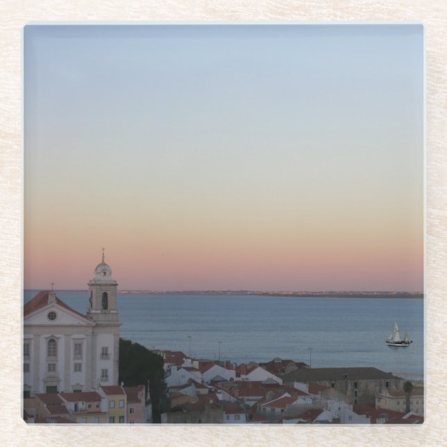 Lisbon Sunset Views Portugal Photo Glass Coaster (Front)