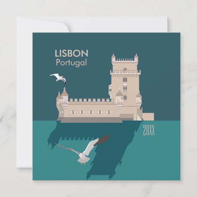 Lisbon Tower of Belem Happy Birthday card (Front)