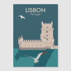 Lisbon Tower of Belem in vintage poster style