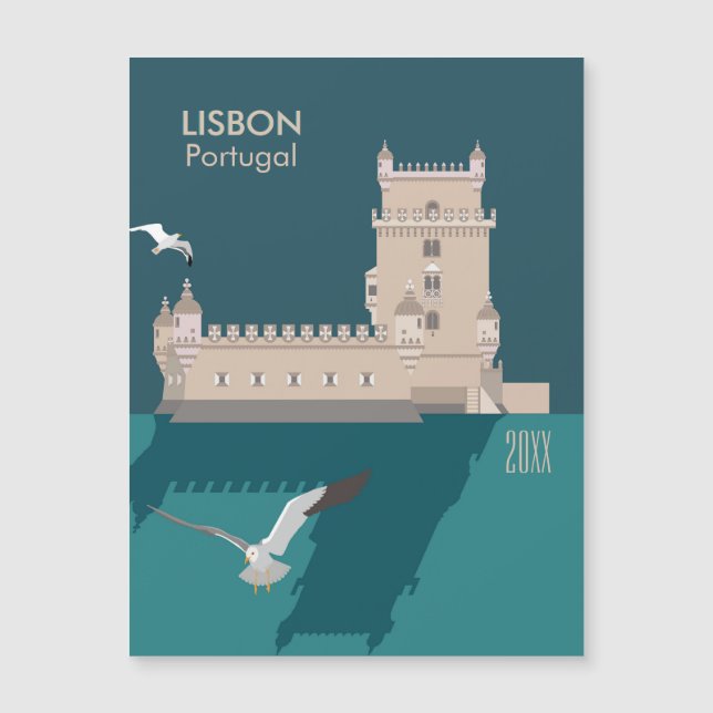Lisbon Tower of Belem in vintage poster style (Front)
