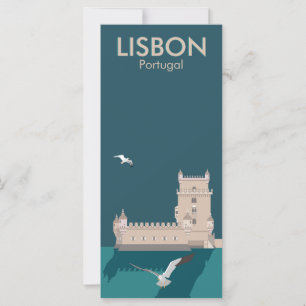Lisbon Tower of Belem in vintage poster style