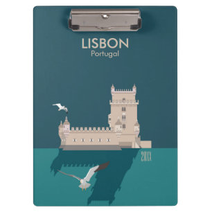 Lisbon Tower of Belem in vintage poster style Clipboard