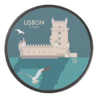Lisbon Tower of Belem in vintage poster style