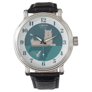Lisbon Tower of Belem in vintage poster style  Watch