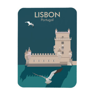 Lisbon Tower of Belem vintage style Poster Magnet
