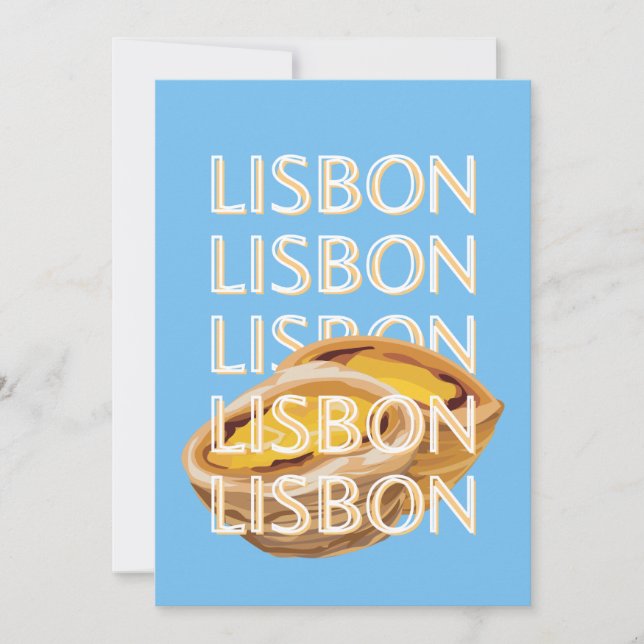 Lisbon Travel Art, Blue, Portugal Holiday Card (Front)
