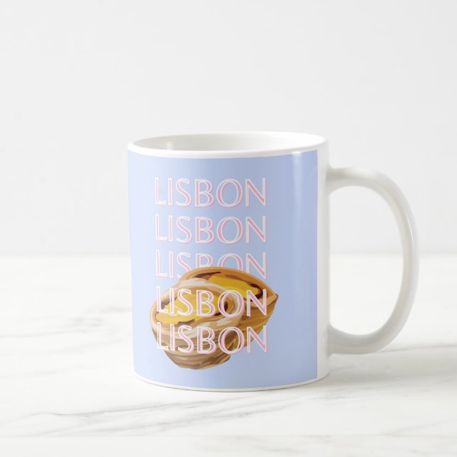 Lisbon Travel Art, Blue, Portugal, Pastel Coffee Mug (Right)