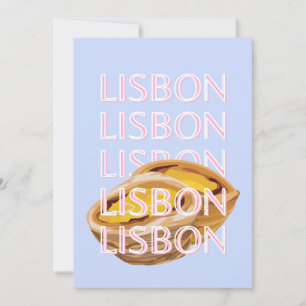 Lisbon Travel Art, Blue, Portugal, Pastel Holiday Card