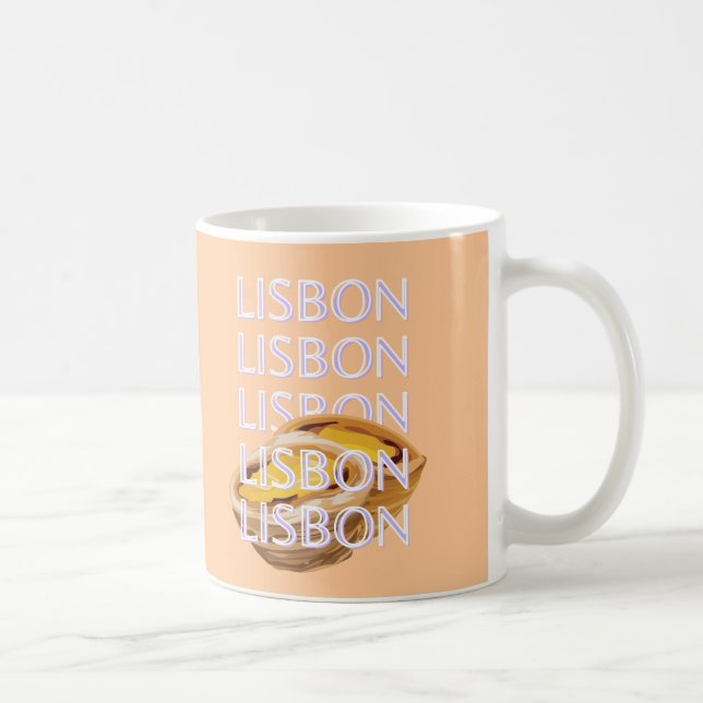 Lisbon Travel Art, Orange, Portugal Travel Art Coffee Mug (Right)